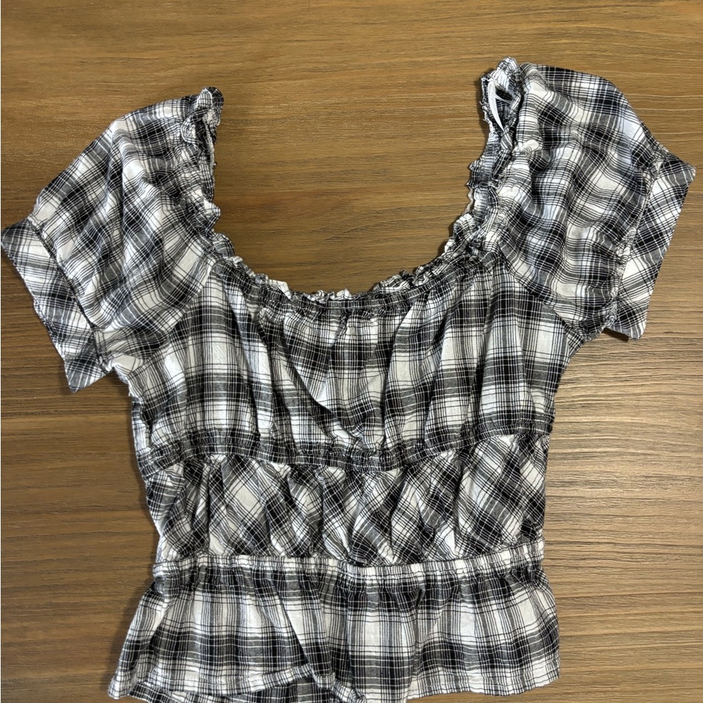 Plaid Ruffle Women's Top